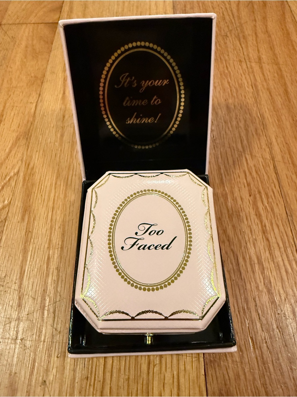 Too Faced Pink & Gold Compact Makeup Case NEW in Box